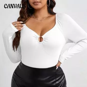 Women s New Autumn Chicken Heart Collar Slim Sexy Knitted Long Sleeve Top 1XL белый