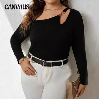 Women s New Autumn Slim Temperament Sexy Hollow Simple Long Sleeved Blouse 1XL чёрный