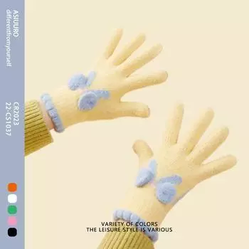 Women s New Cute Wool Knitted Thick Touch Screen for Students In Winter Riding To Keep Warm and Cold One Size