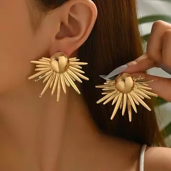 Women s new earrings geometric exaggeration ring irregular metal design stud earrings versatile earrings women