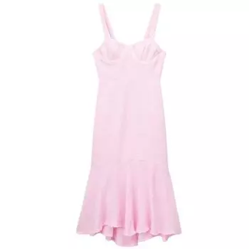 Women s New Fashion Trendy Texture Laminated Dress Pink L