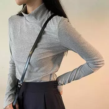 Women s New Fleece-lined All-match Half-turtleneck Knitted Base Shirt One Size зелёный