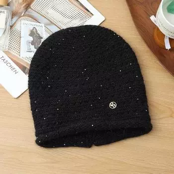 Women s New Music Note Round Label Hollow Knitted Stack Hat Autumn and Winter Fashion Cold Warm Hat Casual Wool Hat one size