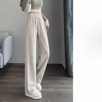 Women s New Style Spring and Autumn Summer Small Person Casual Slim Straight Hoodie Narrow Version Banana Wide-leg Pants S