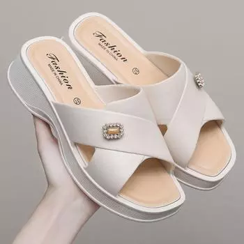 Women s New Summer Non-Slip High Heel Fashion Durable Soft Slide Beach Sandals Home Slippers Wholesale for Women & Ladies 36-40