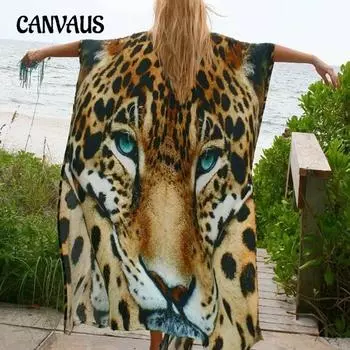 Женское новое пляжное платье с принтом головы тигра, рубашка от солнца, свободный сексуальный кардиган, праздничное платье, купальники one size