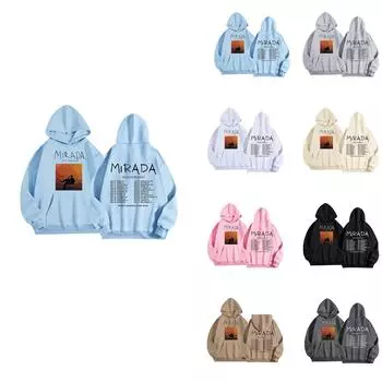 Women s O-neck Long Sleeve Printed Top Solid Color Hoodie M чёрный