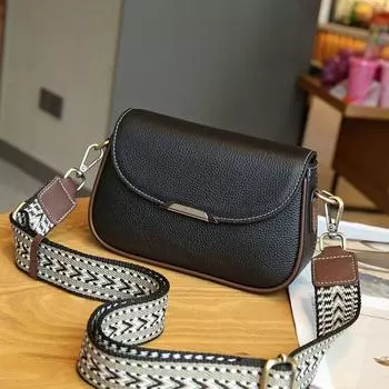 Women s One Shoulder Genuine Leather Fashion All-Matching Casual Mom Bag Black