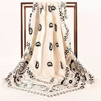 Women s Paisley Print Square Scarf Satin Sheen Lightweight Head Wrap Fashion Accessory Summer Geometric Shawl Neck Scarf 90*90cm белый