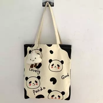 Women s Panda Canvas Shoulder Bag - Cute, Large Capacity, Japanese & Korean Style for Students & Work