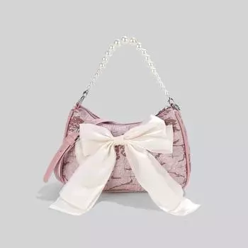 Женская сумка с жемчужной цепочкой, модная, легкая, роскошная, с текстурой, сказочный бант, сумка через плечо, тренд, мягкая, через плечо, женская