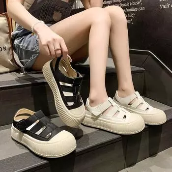 Женские тапочки с открытым носком на танкетке 35 чёрный