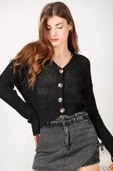 Women s Perforated Buttoned Cardigan