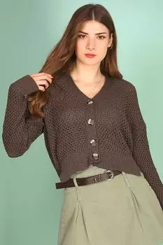 Women s Perforated Buttoned Cardigan