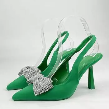 Women s Pink Bow High Heels Summer 2024 Elegant Women s Heels Slingback Shoes Luxury Mules Heeled Sandals Sexy Party Woman Pumps 35 чёрный