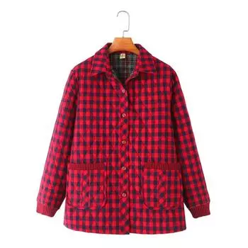 Women s Plaid Padded Jacket Autumn Winter Warmth Jacket Parka Retro Korean Fashion Top XXXXXL