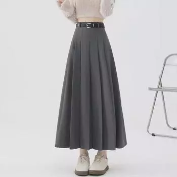 Women s Pleated Mid-Length Skirts - High Waist, Slimming, Elegant for Spring and Summer
