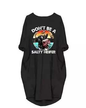 Women s Plus Size Letter Print Dress with Pockets - Casual Long Sleeve Crew Neck Dress for Comfortable Style 1XL чёрный