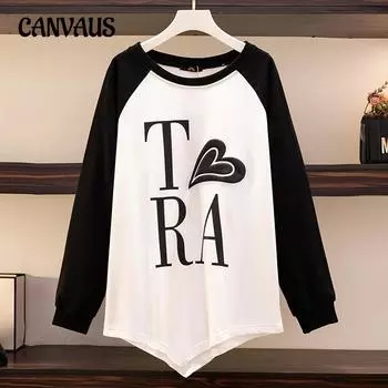 Женская футболка большого размера с принтом и длинными рукавами, весна 2XL белый