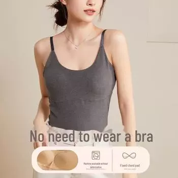 Women s Plush German Velvet Camisole with Chest Pads – Warm, Thick, One-Piece Base Top for Autumn and Winter XL