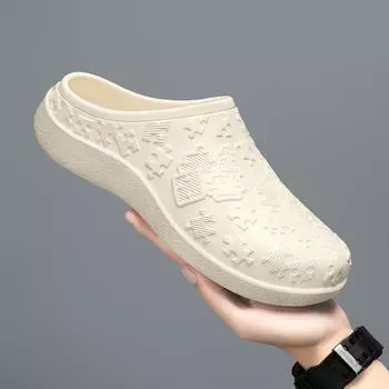 Women s Plush Slippers EVA Plush Chef Shoes Detachable Washable Non-Slip Soft Sole Flat Winter Garden Shoes Home Hole Slippers 36-37 бежевый