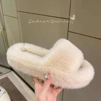 Women s Plush Slippers Non Slip Home Casual Slippers Winter Warm Slippers Women Shoes Pantuflas De Mujer 35 хаки