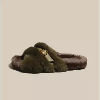 Women s Plush Slippers Warm Autumn Winter New Casual Outdoor Thick Soled Cotton Slippers Home Cotton Shoes Women Flat With 35 абрикосовый