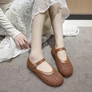 Women s Pointed Toe Flat Shoes Solid Color Knitted Slip on Shoes Casual Breathable Ballet Flats Women Flat Shoes Loafers Women 35 бежевый