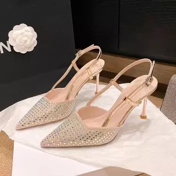 Women s Pointed Toe Shallow Side Hollow Stiletto Shoes High Heels Casual Party Office Wedding Dress Shoes slingback heels 34