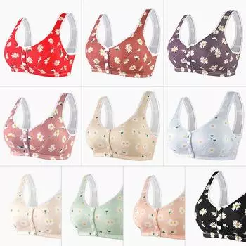 Women s printed natal year big red front buckle underwear big chest small vest plus size bra 36/80