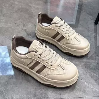 Women s PU leather shoes spring autumn new student with thick soles board shoes casual sneakers shoes P812 35 хаки