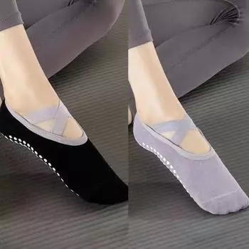 Women s Pure Cotton Silicone Yoga Socks for Beginners 2 pairs of [black + purple] [yoga boat Socks]]
