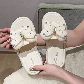 Women s PVC Beach Sandals Fashion Butterfly Thick Sole Non-Slip Bow Shoes Outdoor Slides Slippers for Women & Ladies Wholesale 36-37