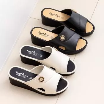 Women s PVC Non-Slip Thick Sole Wedges Slides Slippers Sandals for Wholesale Outdoor Trendy Home for Women & Ladies 36-40