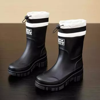 Women s Rain Shoes: All-season Universal Outdoor Rain Boots, Drawstring Cuffed, Casual And Waterproof Water Boots 36