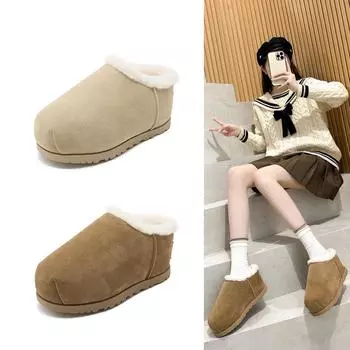 Women s Real Fur Round Toe Boots - Fat Head Bread Shoes, Capibara Snow Cotton, Height-Increasing, Autumn/Winter 2024 40