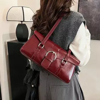 Women s red shoulder bags new trend plutonium leather work traveling lock bags autumn winter retro versatile square bag