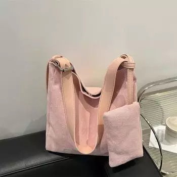 Women s retro large-capacity shoulder bag 2025 winter new fashion mother and child bag tote bag розовый