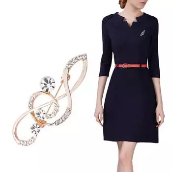 Women s Rhinestone Music Note Scarf Brooch Rose Gold Treble Clef Pin Jewelry розового золота