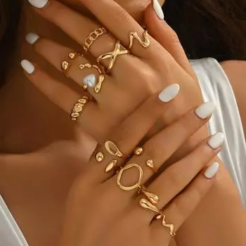 Women s ring set, geometric special-shaped opening with heart-shaped pearl design ring, high-end jewelry.