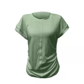 Women s Round Neck Short Sleeve Plunger Sleeve Side Elastic Drawstring Shirt Hugh Top XXL