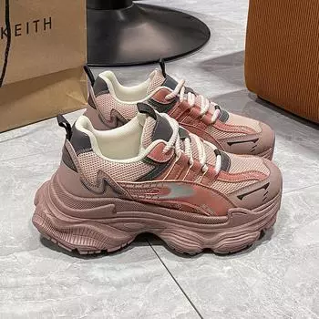 Женские кроссовки для бега в стиле папы с толстой подошвой, универсальные уличные кроссовки, женская спортивная платформа, сетчатая вулканизированная обувь 35