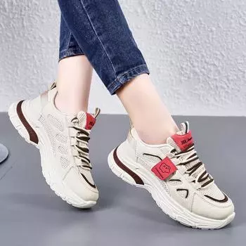 Women’s Running Sneakers Casual Student Girls Platform Shoes Plus Size Women’s Wedge Sneakers Height Increase EU: 36 бежевый