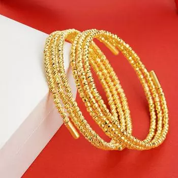 Women s Sand Gold Disco Bead Bracelet – High-End Fashion, Good Luck Charm, Copper Accents