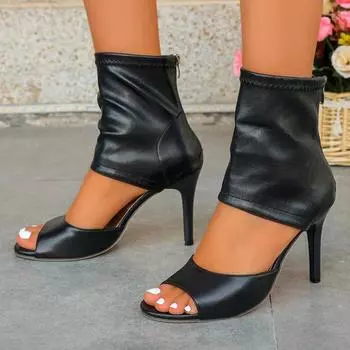 Women s Sandals 2024 New Fashion Fish Mouth Designer Sandals Summer Simple Solid Color Outdoor Wedding Party Women s High Heels 36 бежевый