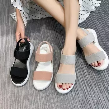 Women s Sandals 2024 Summer Closed Toe Flat Sandals Women Fashion Platform Romen Sandals Women Outdoor Casual Sport Sandals 35 чёрный