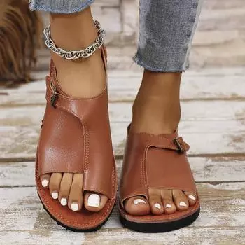 Women s Sandals 2025 New Flat Retro Open Toe Designer Brand Casual Dress Beach Women s Sandals Plus Size 35-43sapatos Femininos 35