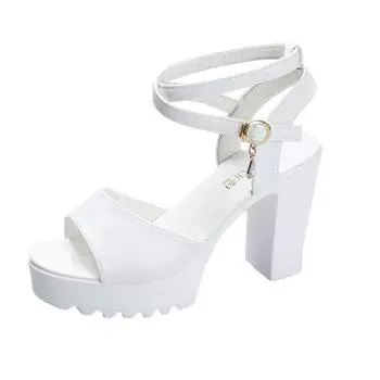 Women s Sandals Casual High Heels 2024 Summer New Thick Heel Water Diamond Fish Mouth Women s Sandals Shoes for Women 35