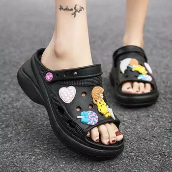 Женские сандалии Hole Shoes Cartoon Breathable Non-Slipping Garden Beach Outdoor Shoes for Women Slippers Stripper Shoes Summer Home 36 бежевый