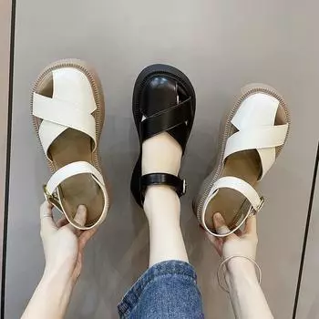 Women s Sandals Novelties 2024 White Platform Orthopedic Roman Comfortable Flat Summer New 2024 Sandal Woman Comfortable Fashion 35 бежевый
